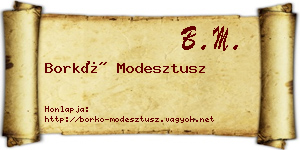 Borkó Modesztusz névjegykártya